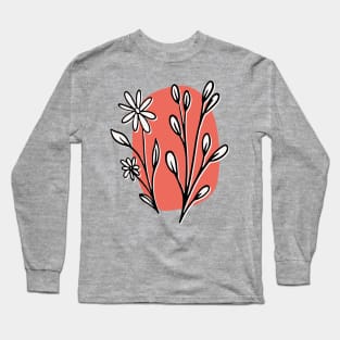 Abstract Mid Century Summer Flowers Long Sleeve T-Shirt